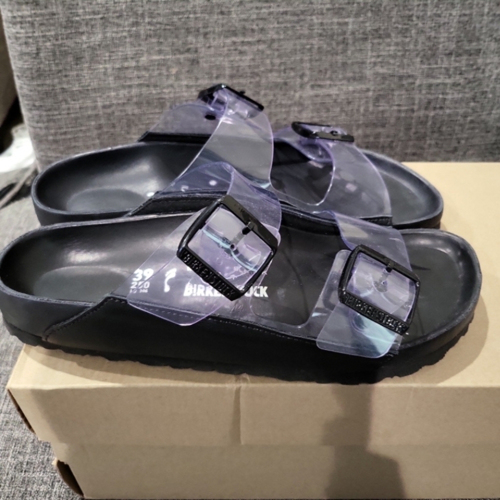 Manolo Blahnik for Birkenstock Black and Clear Sandals